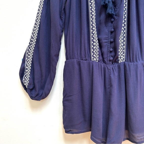 Heartloom Anthropologie Navy & White Embroidered Boho Button Romper, Size Medium - Picture 3 of 11